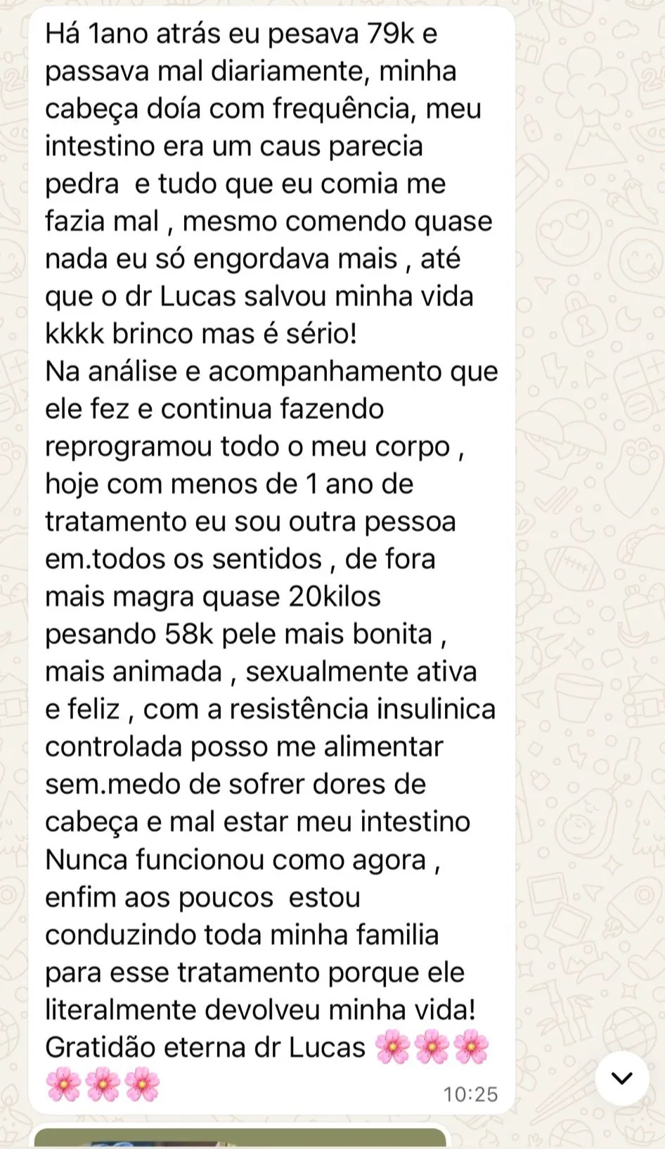 depoimento perda de peso e energia